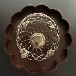 Mix of Silver/Bronze Colored Fruit Basket with Movable Handle